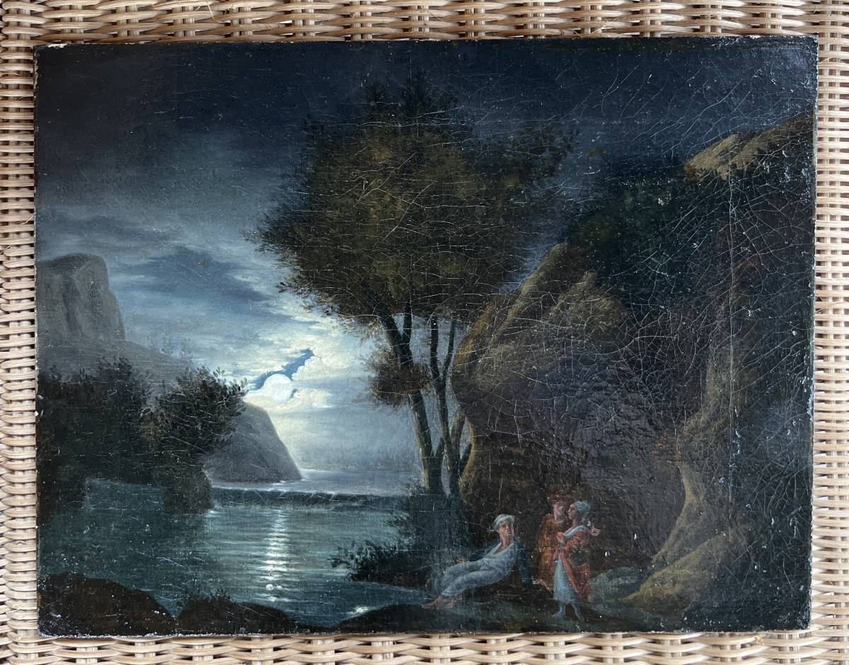 Moonlight Oil On Canvas Mounted On Wood Early 19th Century 