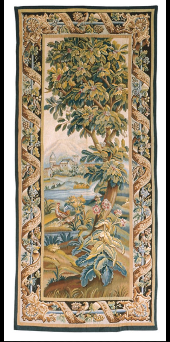 Door Late 19th Century Hand-woven Tapestry With Greenery Decor