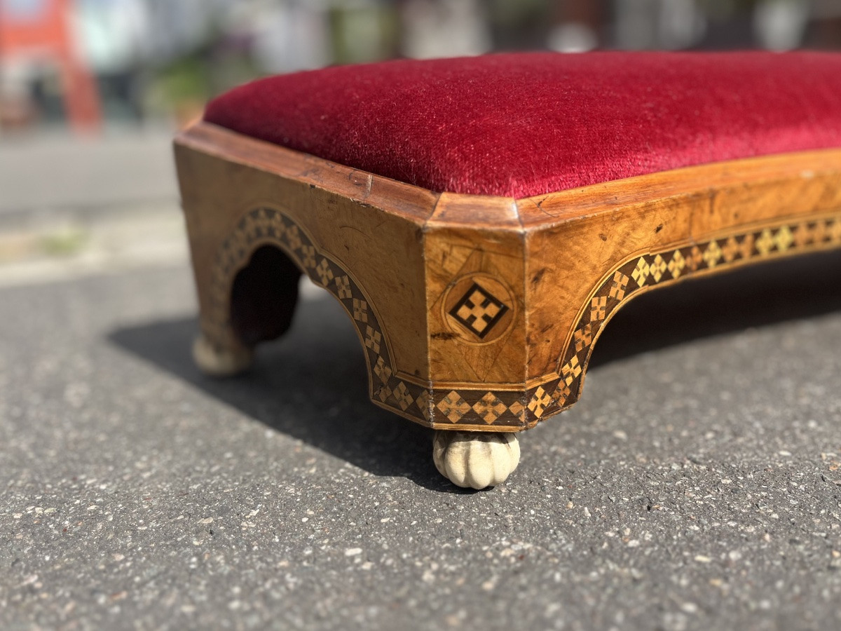 Neo-gothic Style Footstool, 19th Century-photo-3