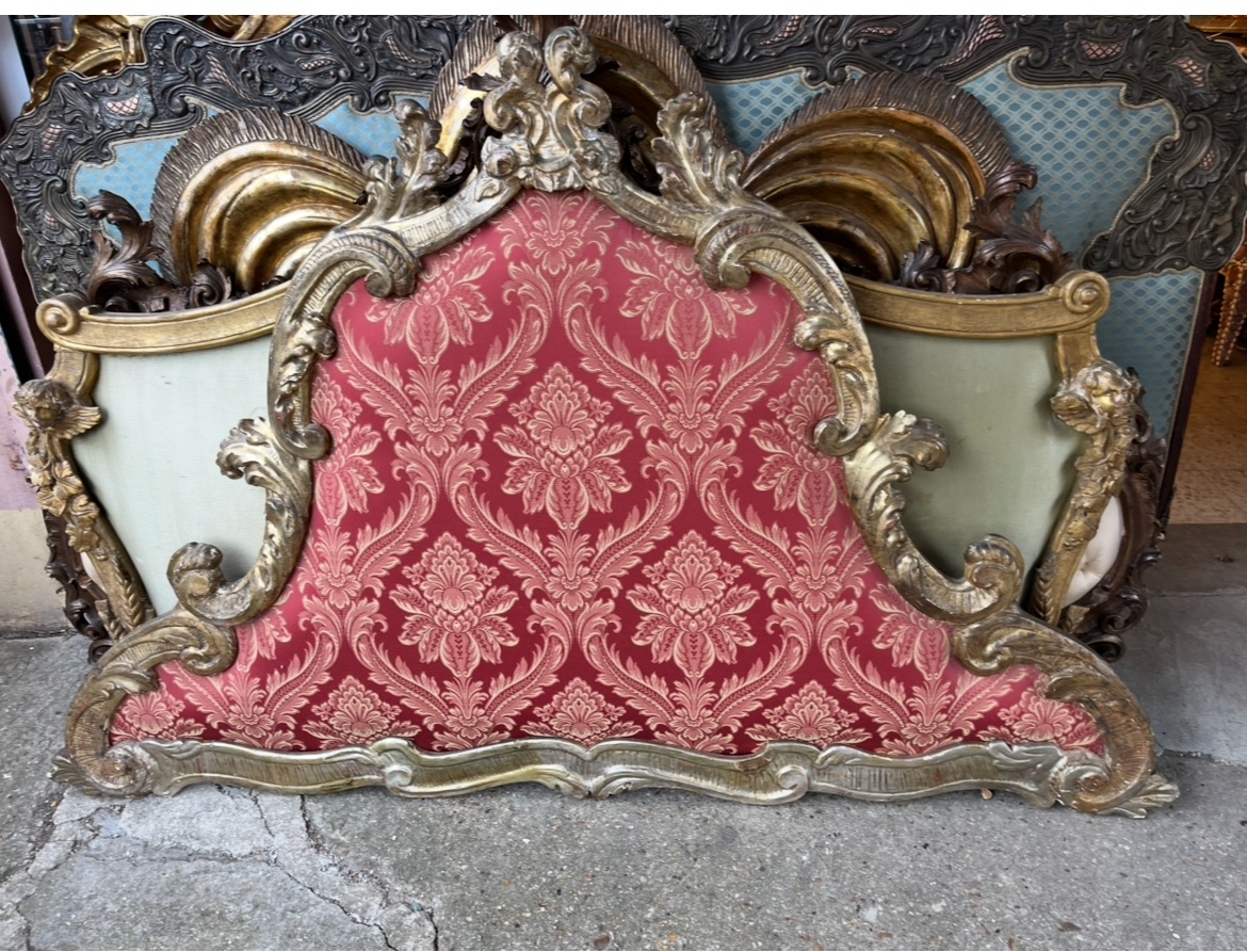 Italian Silver Wood Headboard, 18th Century 
