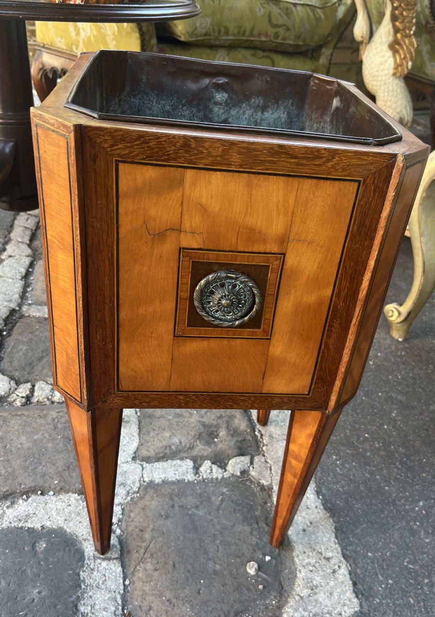 Jardinière bois marqueté carrée début XIX EME Hollande-photo-1