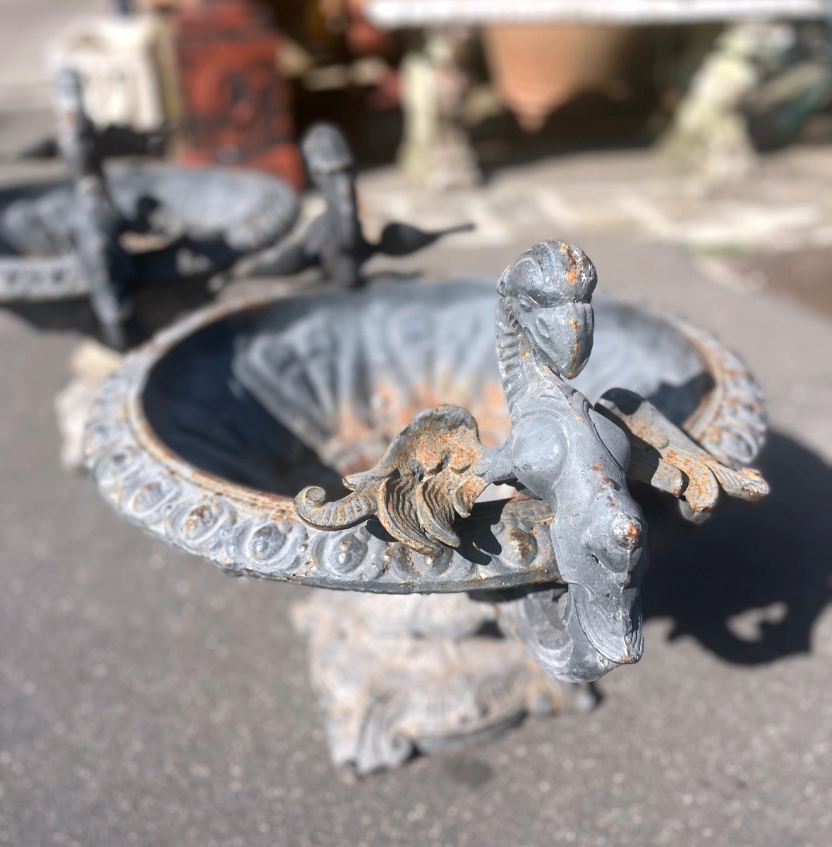 Pair Of Cast Iron Garden Vases-photo-4