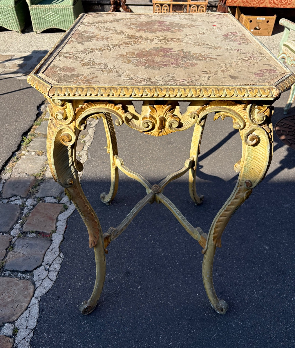 Gueridon  de salon bois laqué sculpté XIX  Italie -photo-2