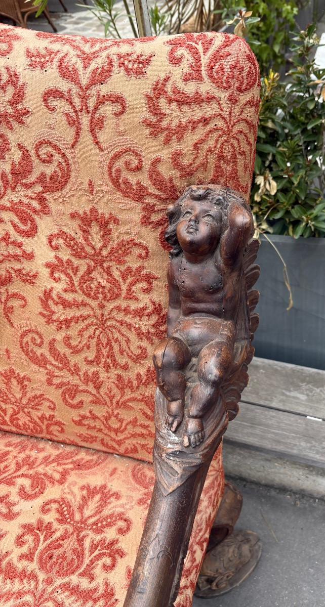 Walnut Sofa 19th Century Venice Besarel Workshop After The Sculptor Brustolon-photo-4