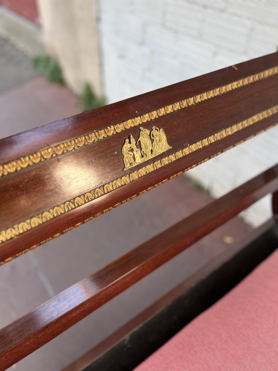 Lit de repos d’époque Empire  genre Mme Recamier en acajou et bois doré, XIXe siècle -photo-4