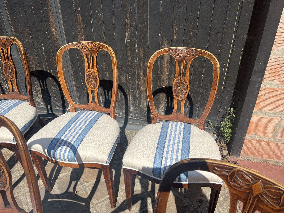 Set Of Dutch Chairs And Armchairs, Oak Late 18th - Early 19th Century-photo-1