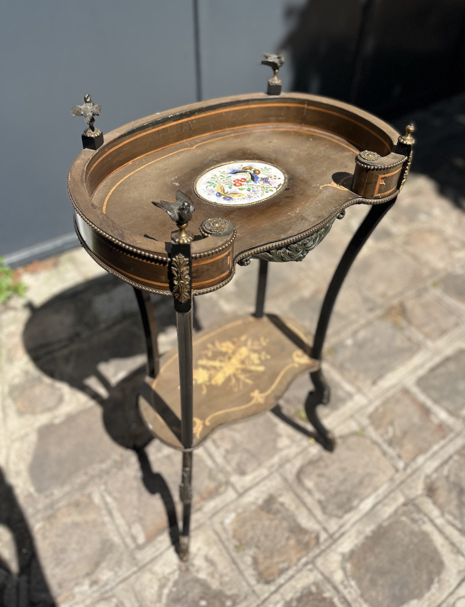 Table volante, Napoléon III en bois , marqueterie et bronze-photo-2