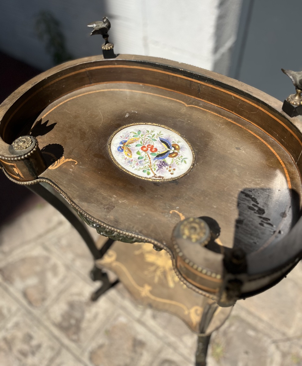 Table volante, Napoléon III en bois , marqueterie et bronze-photo-3