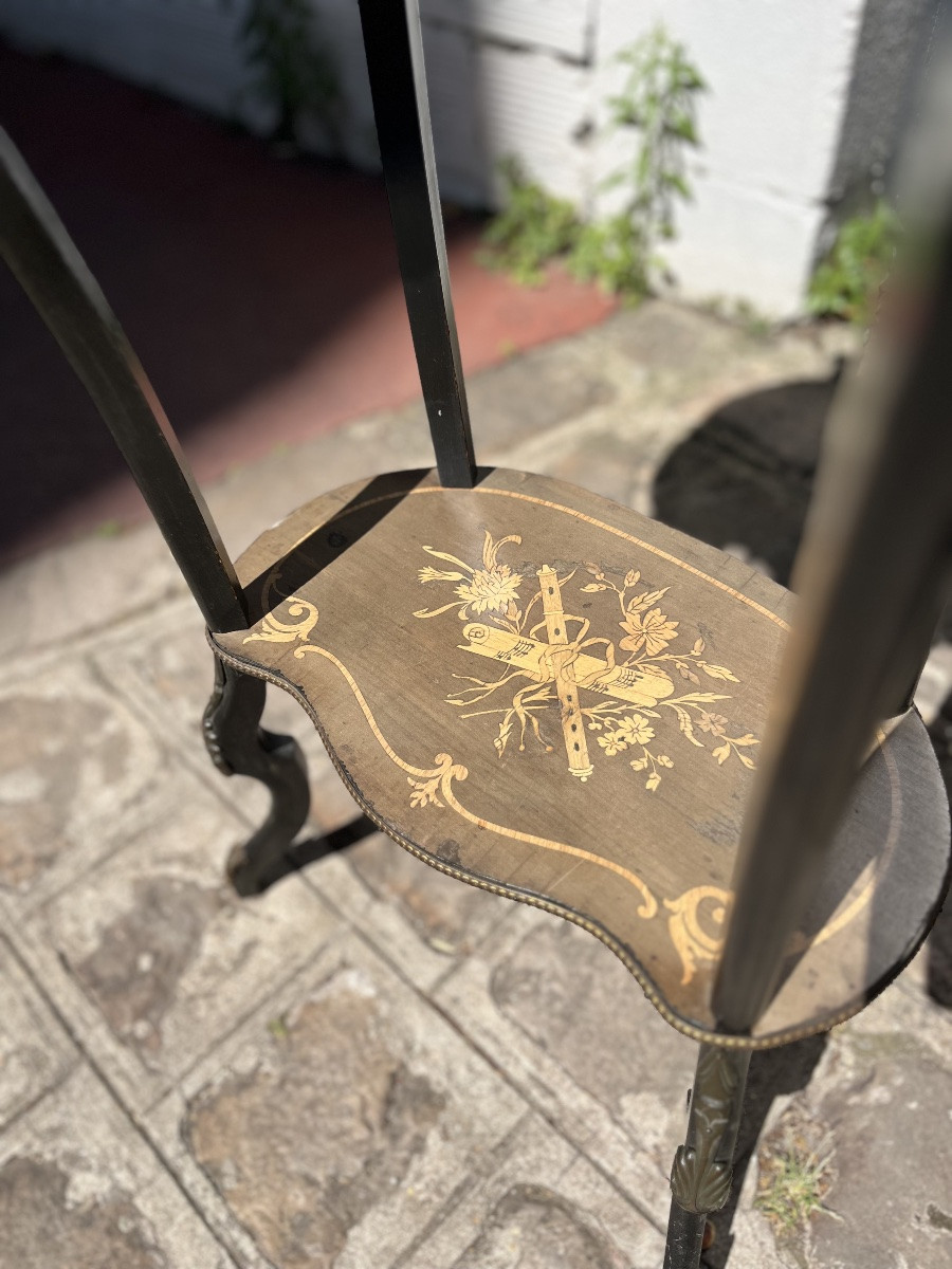 Table volante, Napoléon III en bois , marqueterie et bronze-photo-4