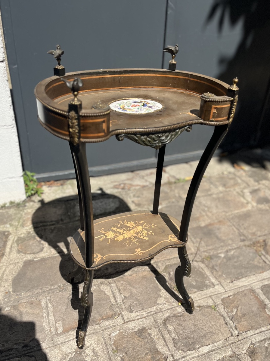 Table volante, Napoléon III en bois , marqueterie et bronze
