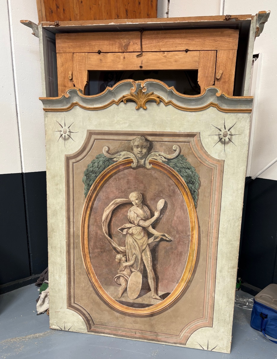 18th Century Italian Folding Single Bed Becoming A Tempera-painted Wardrobe -photo-2