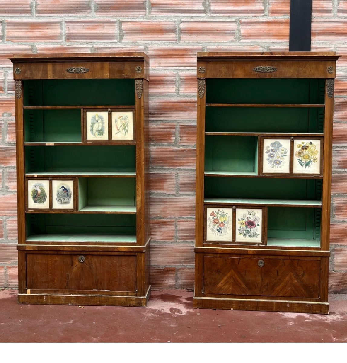Pair Of Walnut Bookcases Or Shelves, Early 19th Century, Italy 