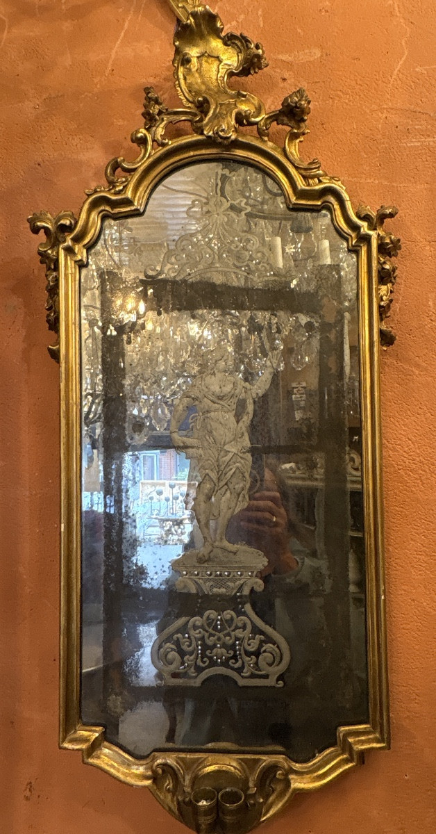 Pair Of Venetian Mirrors Decorated With Figures, 19th Century -photo-2