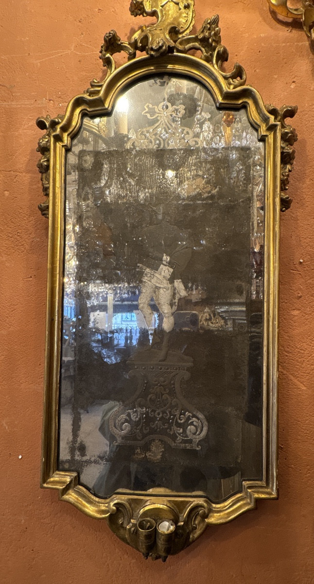 Pair Of Venetian Mirrors Decorated With Figures, 19th Century -photo-3