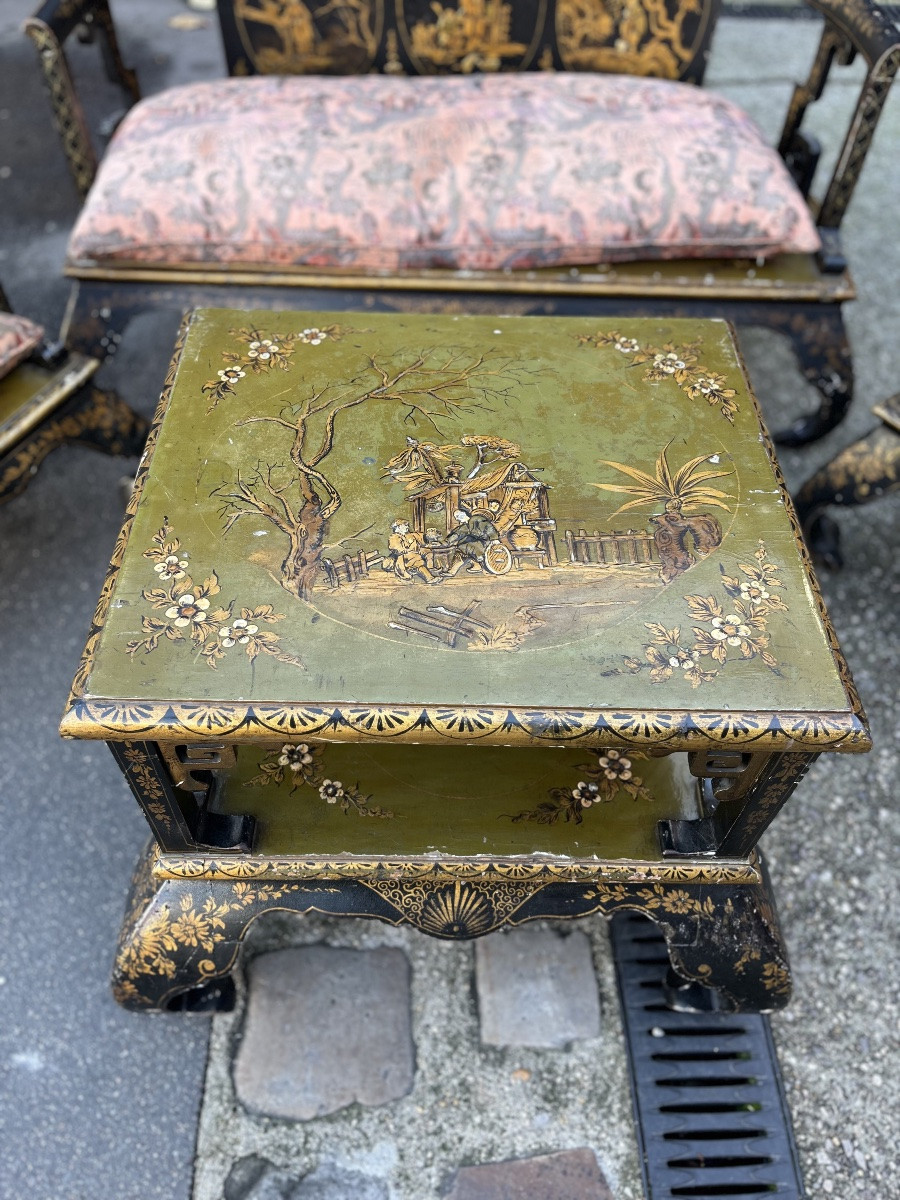Salon laqué, début du XXe siècle, Décor de laque chinoise, travail vénitien-photo-3
