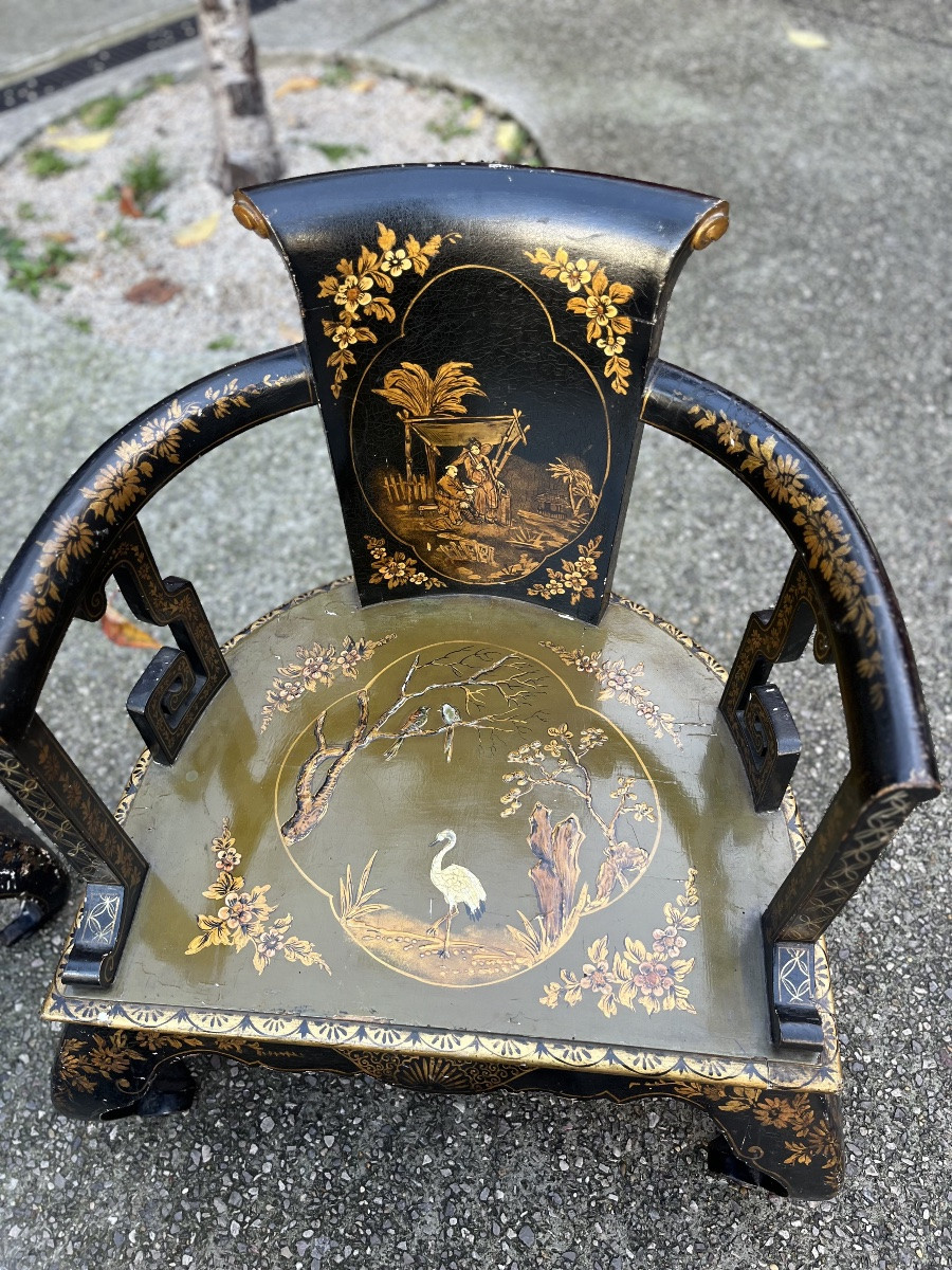 Salon laqué, début du XXe siècle, Décor de laque chinoise, travail vénitien-photo-5