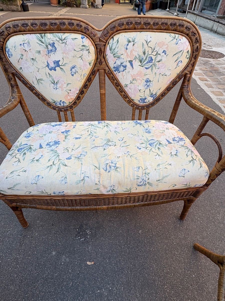 Three-piece Rattan Living Room Set, Late 19th Century, Italy -photo-1