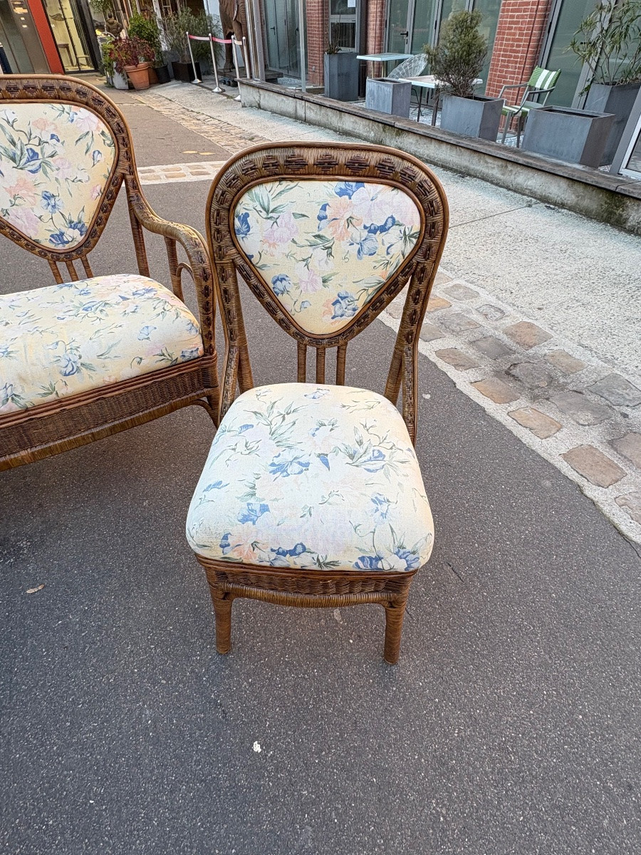 Three-piece Rattan Living Room Set, Late 19th Century, Italy -photo-3