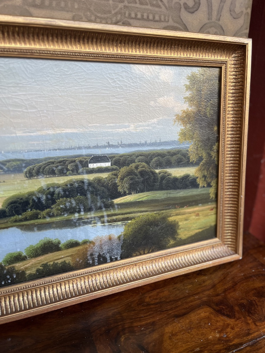 Paysage hollandais, huile sur toile, XIXe siècle-photo-2