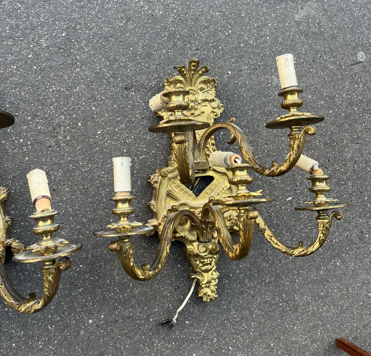 Pair Of Bronze Wall Sconces, Regency Style, 19th Century, France-photo-3