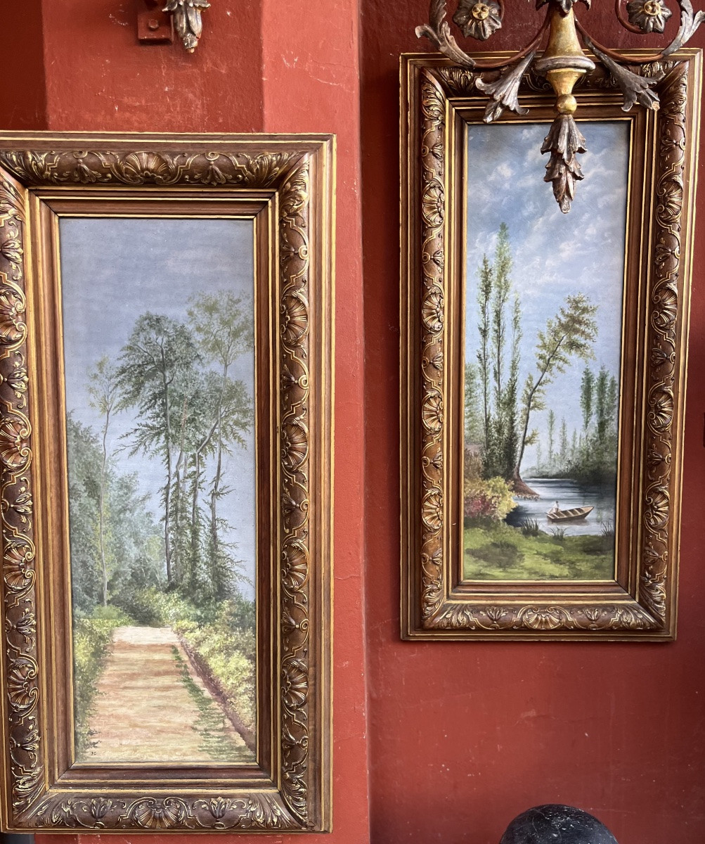 Paire de plaques en céramique émaillée, XIXe siècle-photo-2