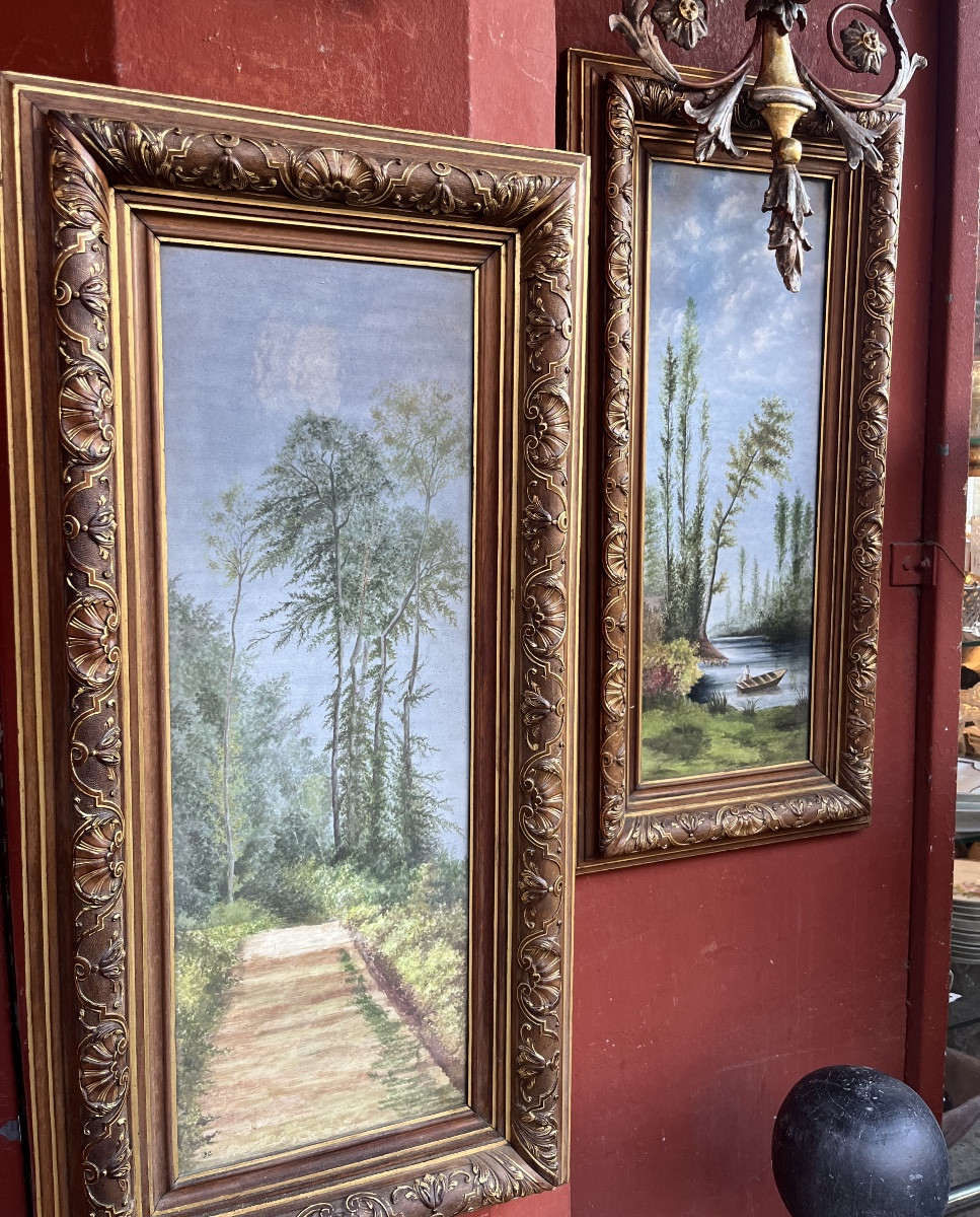 Paire de plaques en céramique émaillée, XIXe siècle