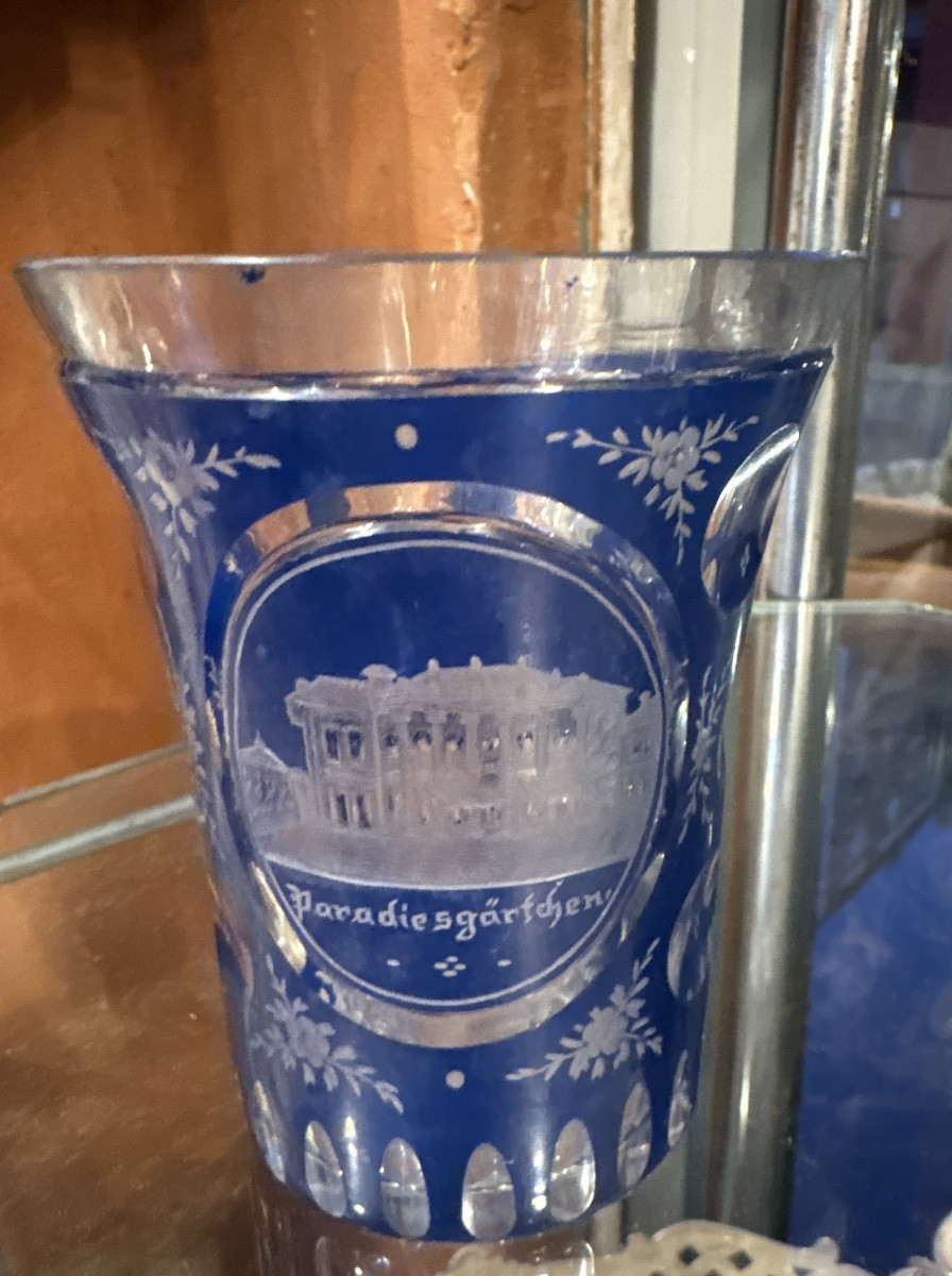 Verre de Bohème décoré d’une vue de Chateau  XIX EME -photo-2