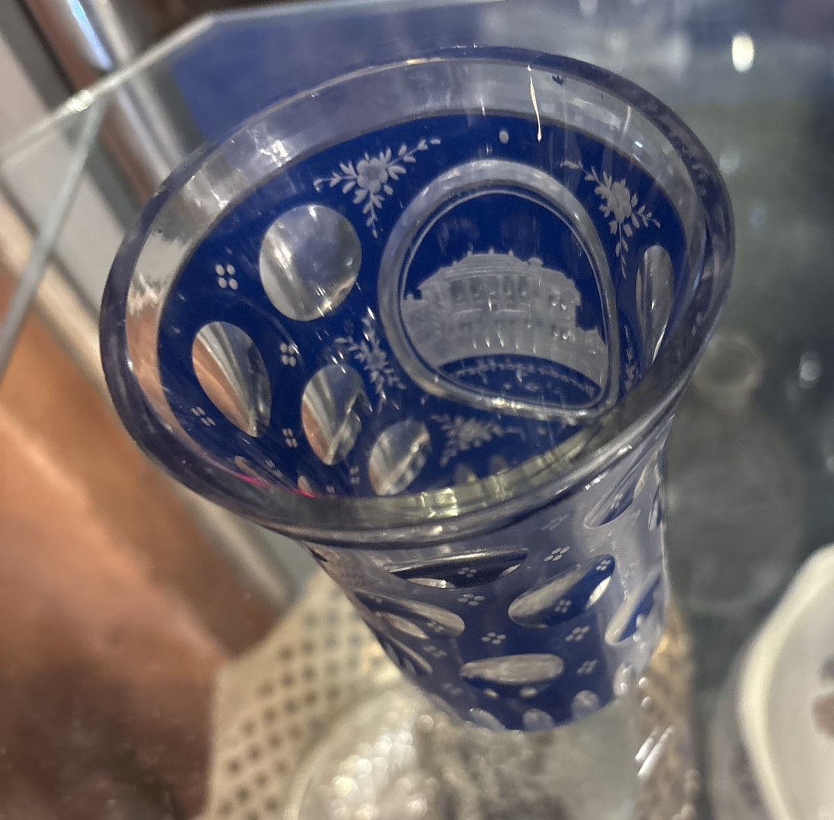 Verre de Bohème décoré d’une vue de Chateau  XIX EME -photo-4