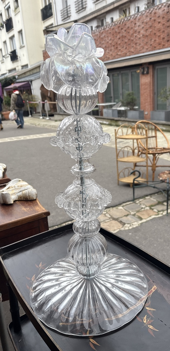 Grand bougeoir Murano verre soufflé XXeme 