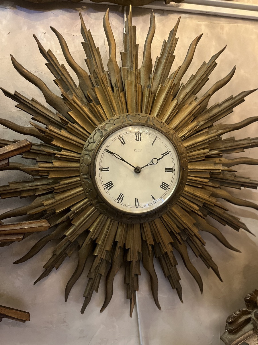 “sun” Wall Clock, 19th Century-photo-2