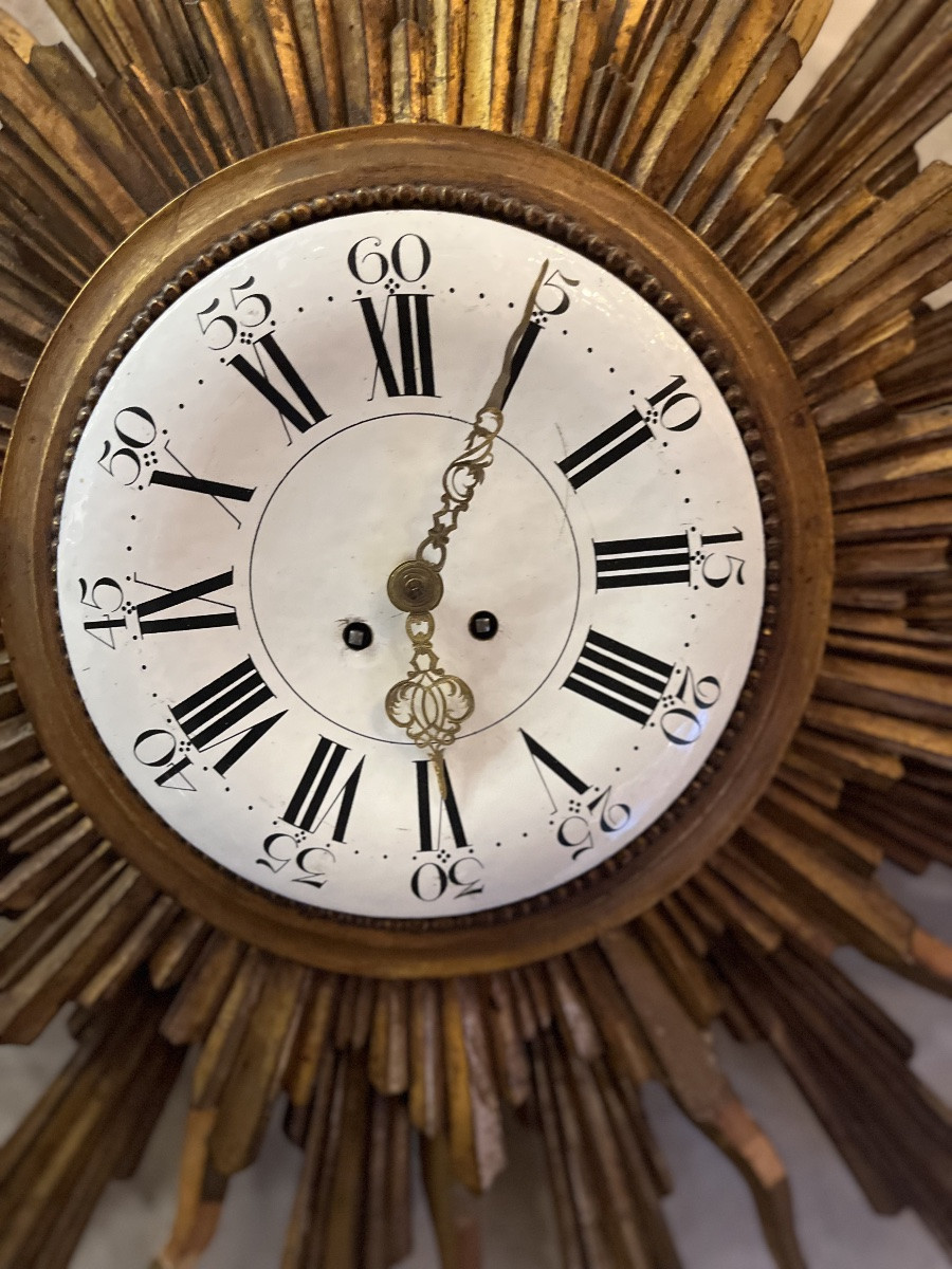 “sun” Wall Clock, 19th Century-photo-4