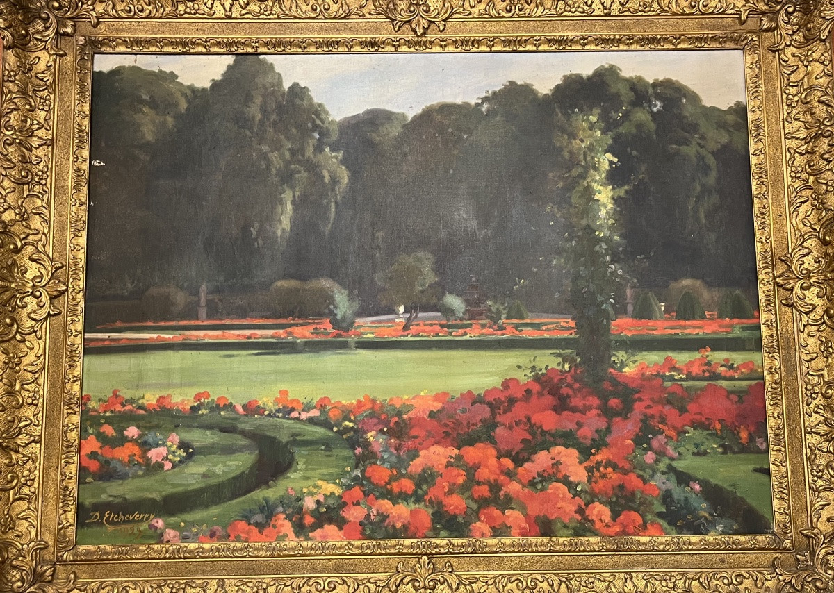 Hubert-Denis Etcheverry (1867–1950) Jardin fleuri, XXe siècle Huile sur toile, signée -photo-4
