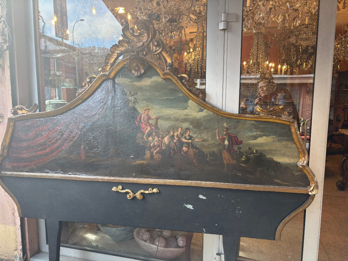 Italian Headboard On A Painted Panel, Mythological Scene, 19th Century -photo-1