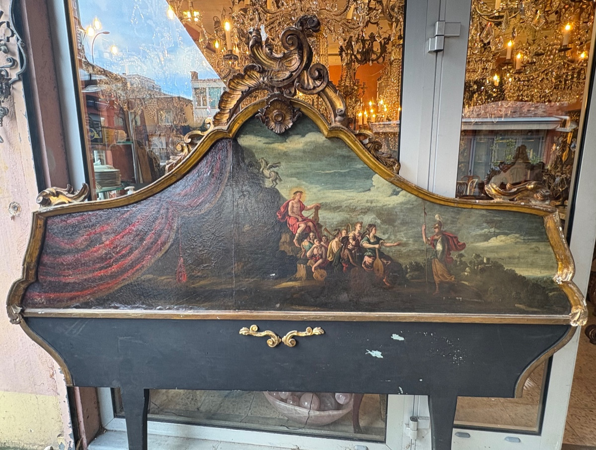 Italian Headboard On A Painted Panel, Mythological Scene, 19th Century 