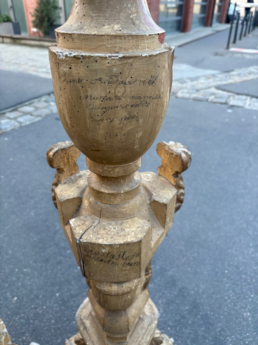 Pair Of Large Italian Giltwood Candelabra, 19th Century -photo-2