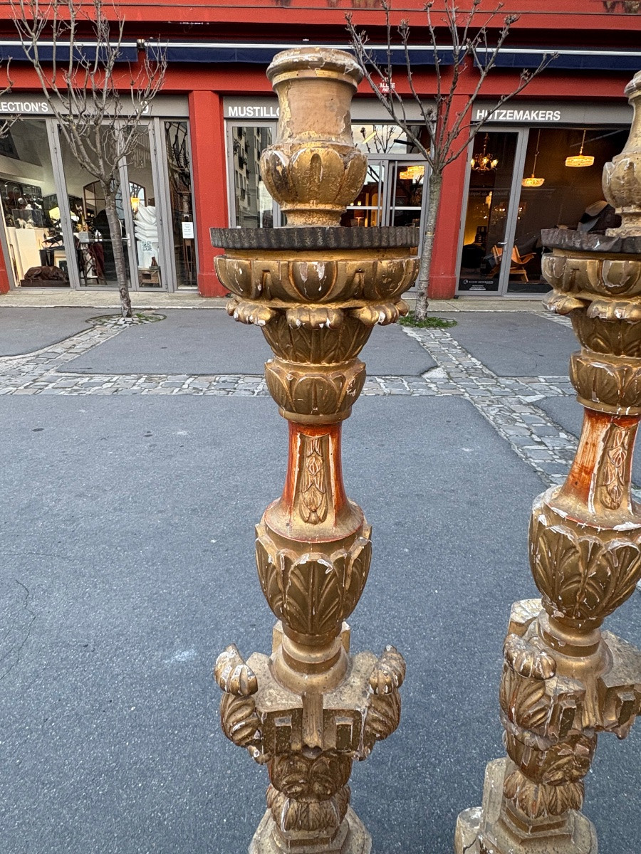 Pair Of Large Italian Giltwood Candelabra, 19th Century -photo-4