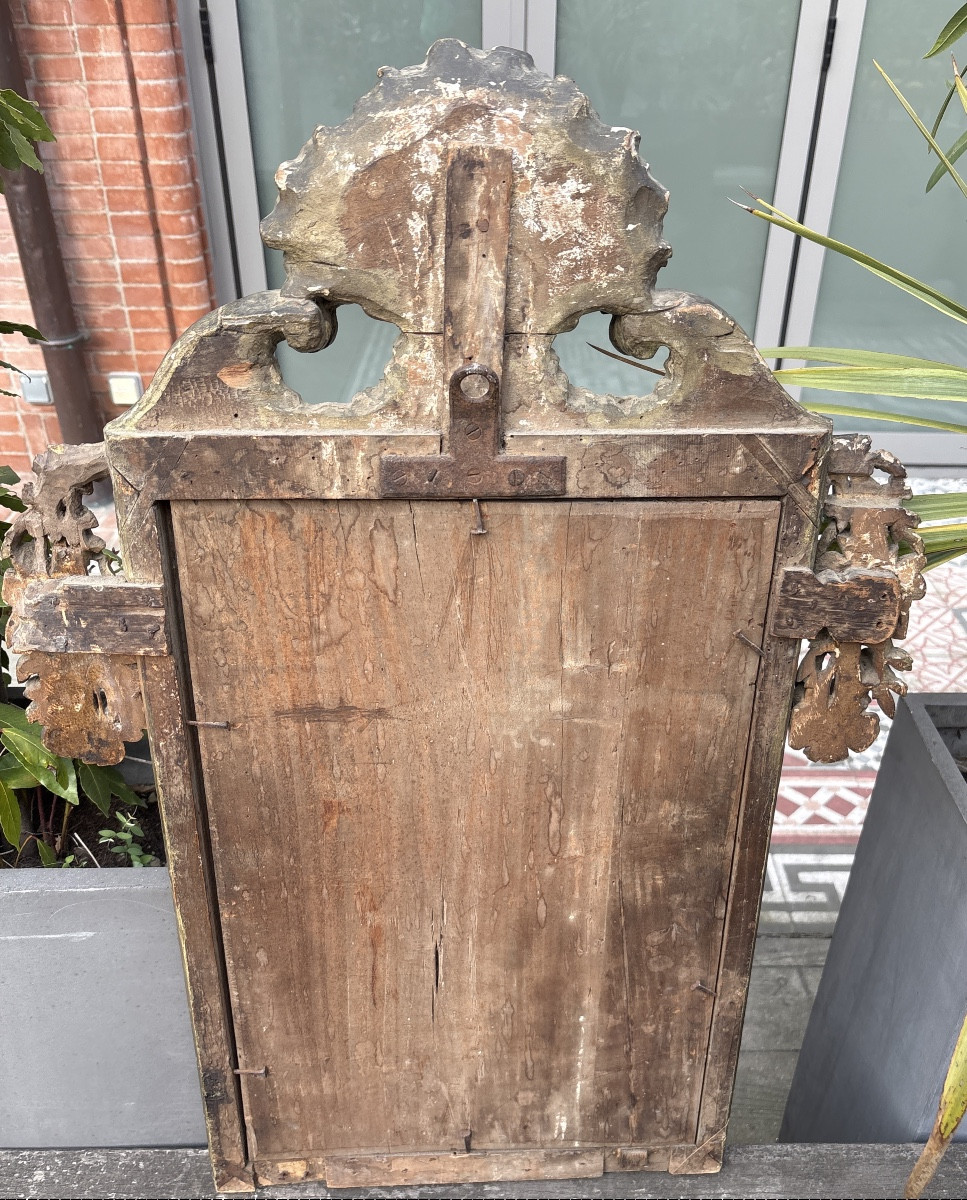 Miroir  XVIII EME bois sculpté et patiné Italie -photo-3