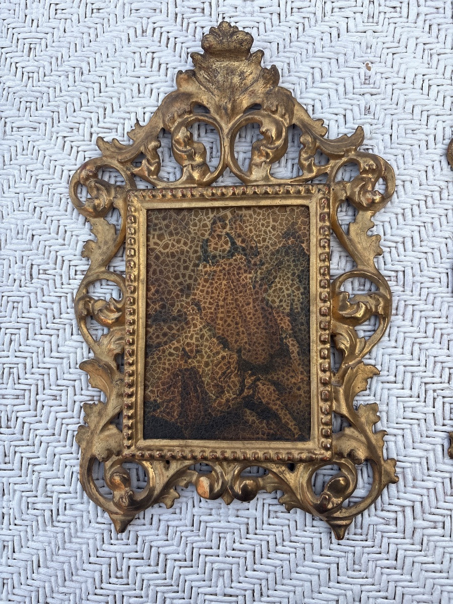 Paire de petits cadres en bois doré Italie XIX EME -photo-2