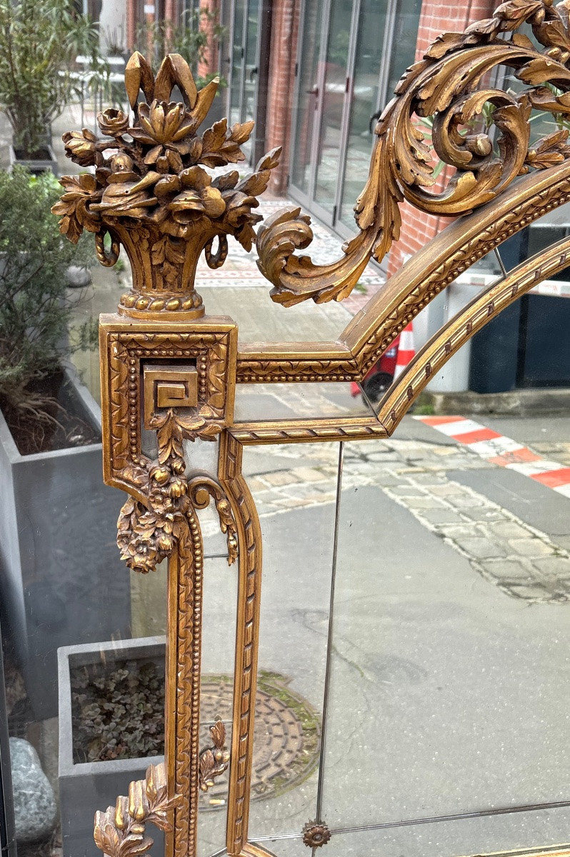 Louis XVI Style Mirror, Carved And Gilded Wood, Late 19th Century -photo-2