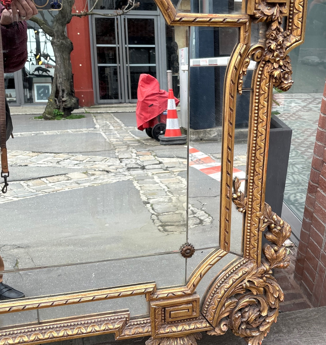 Louis XVI Style Mirror, Carved And Gilded Wood, Late 19th Century -photo-3