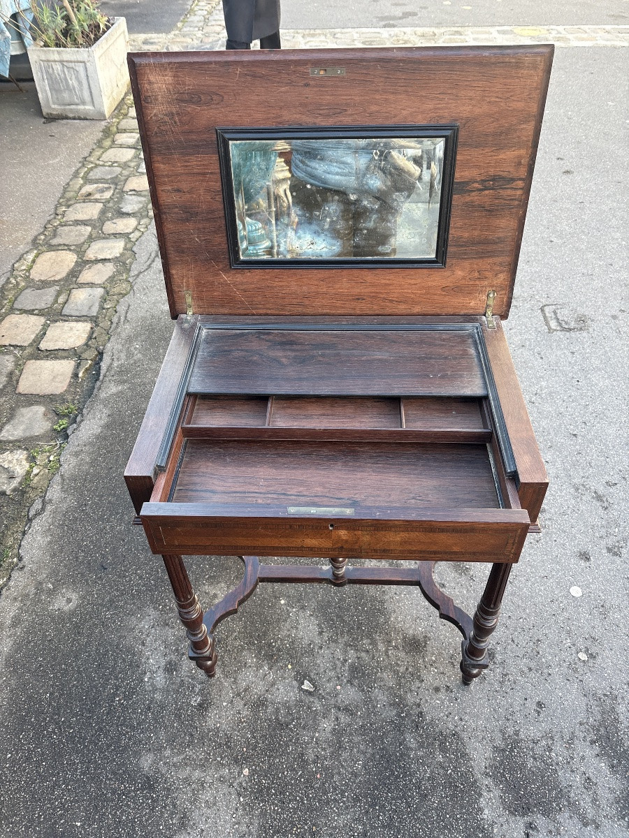 Table dite travailleuse XIX EME Napoleon III palissandre -photo-1