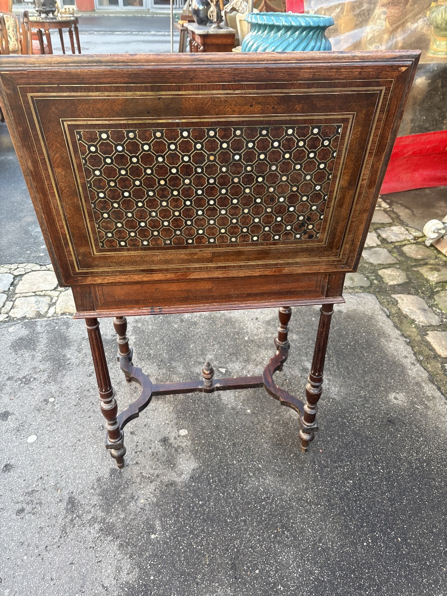 Table dite travailleuse XIX EME Napoleon III palissandre -photo-2