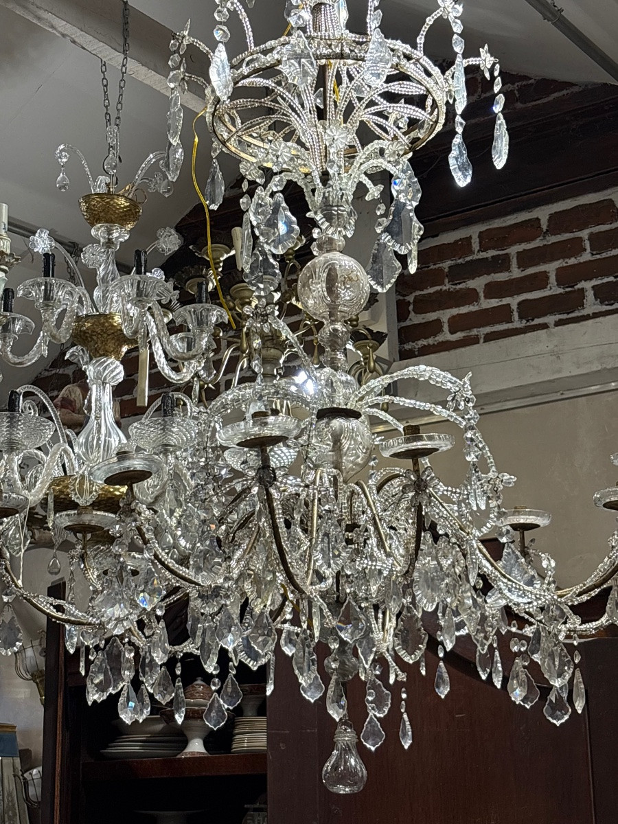 Large Italian Chandelier Adorned With Pearls, 12 Lights, 18th Century -photo-4