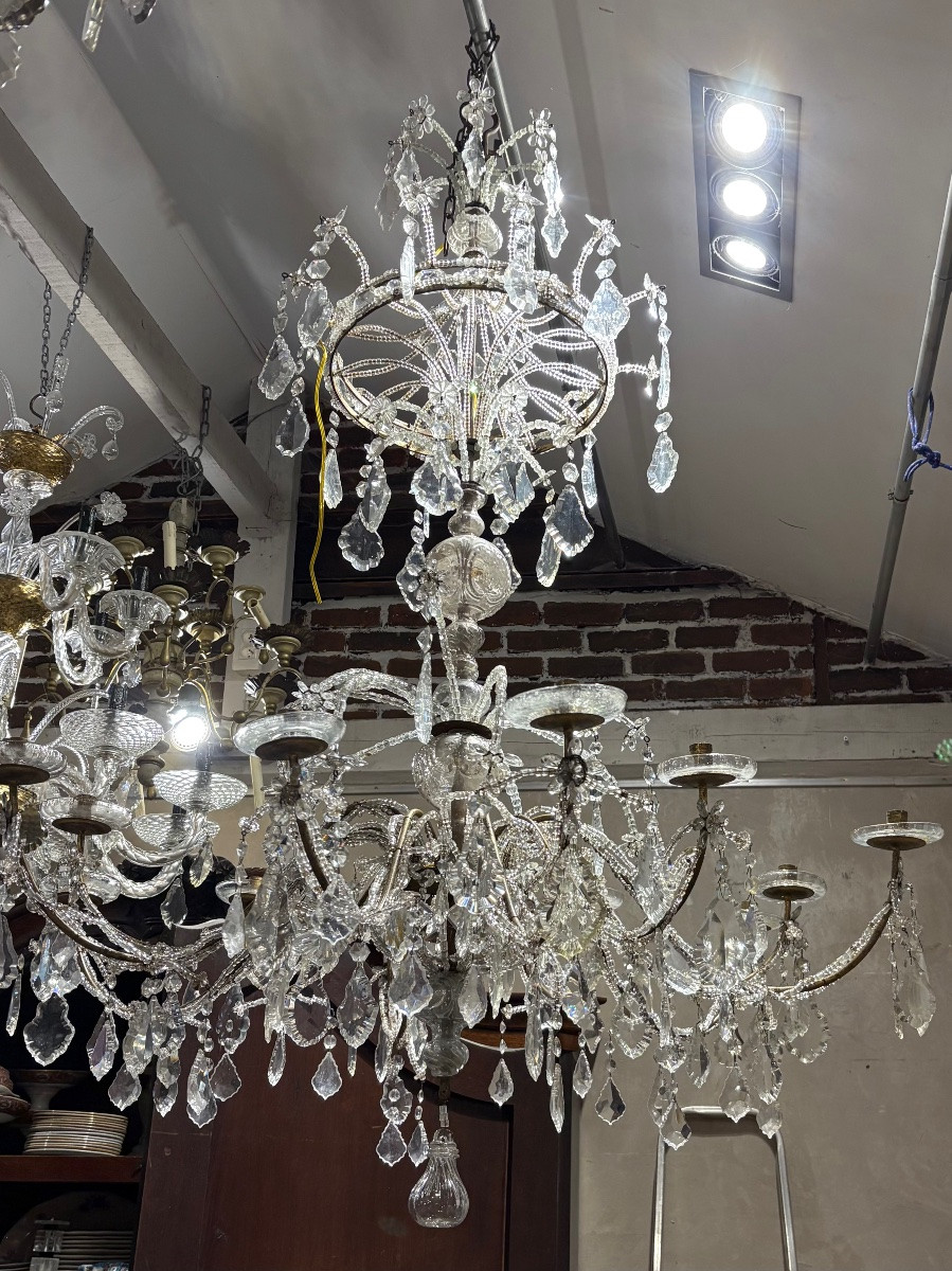 Large Italian Chandelier Adorned With Pearls, 12 Lights, 18th Century -photo-1