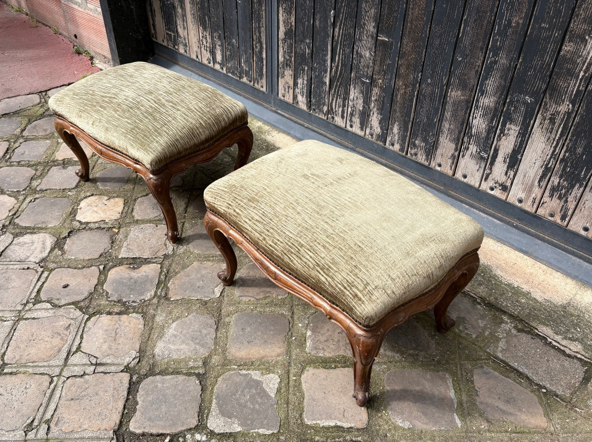 Paire de tabourets  noyer style Louis XV noyer début  XX EME-photo-2