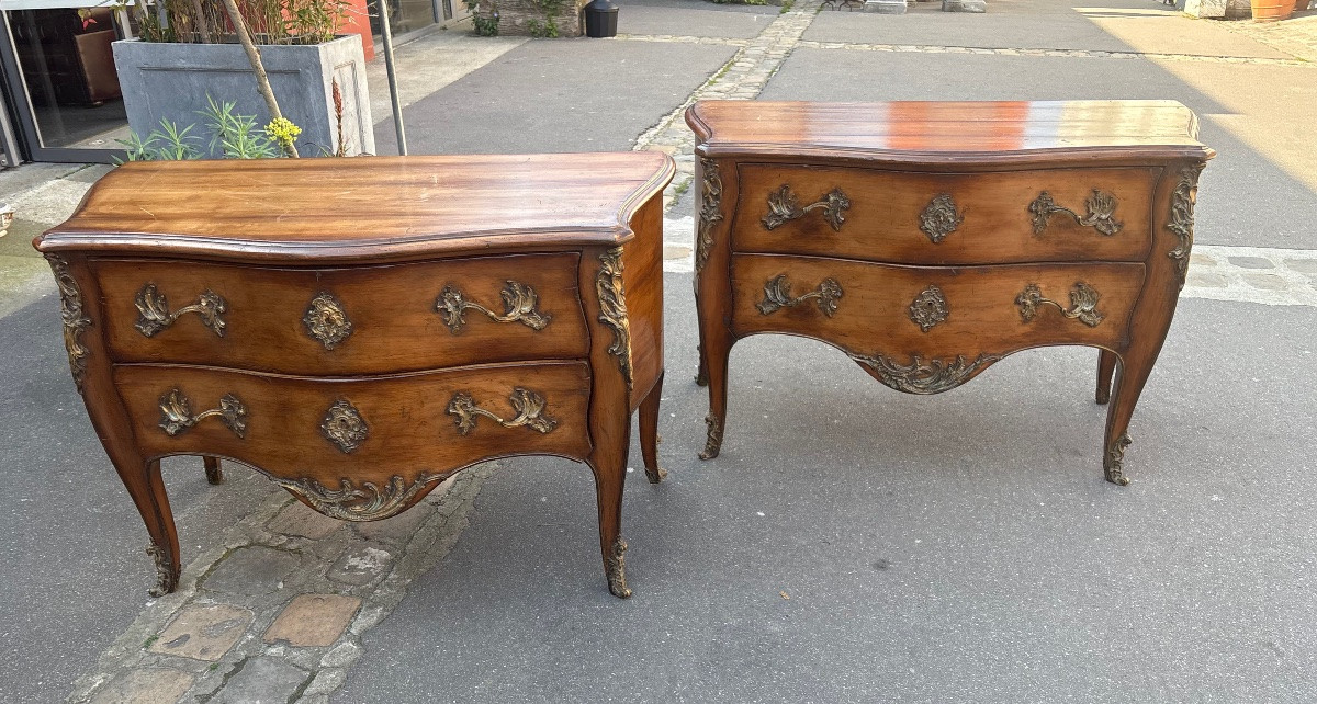 Paire de commodes de style Louis XV France XX EME  Chêne patiné -photo-4