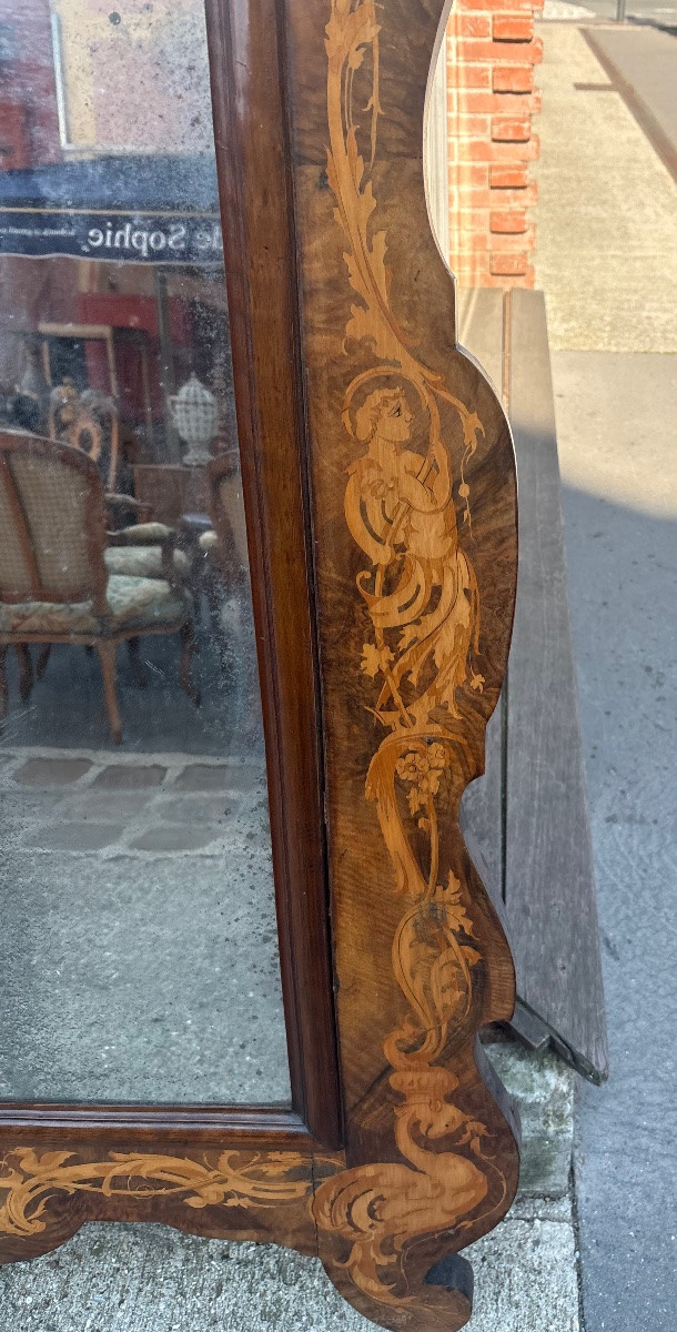 Italian Mirror, Mid-19th Century, Walnut Marquetry -photo-1