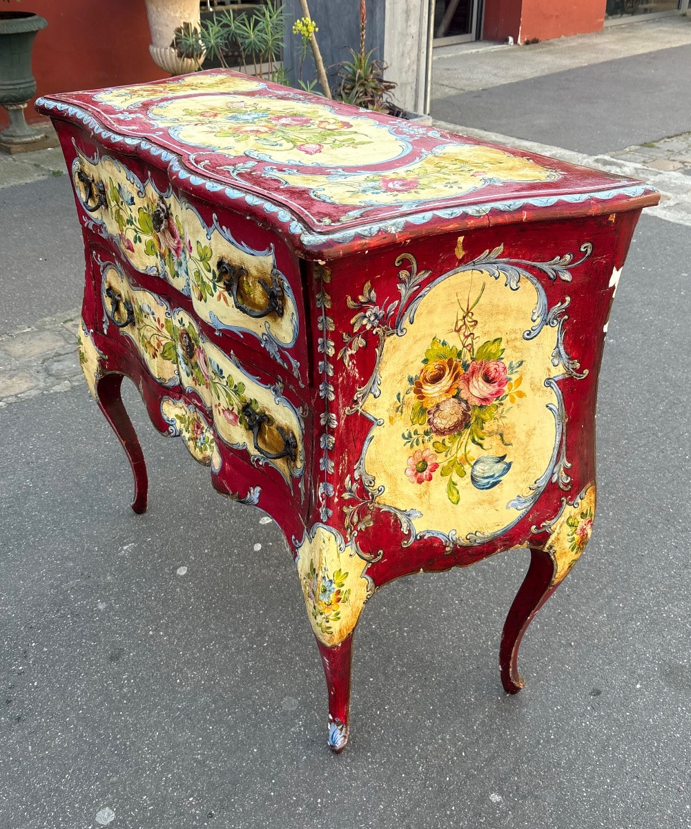 Italian Painted Chest Of Drawers, Late 19th Century, Venetian Style -photo-2