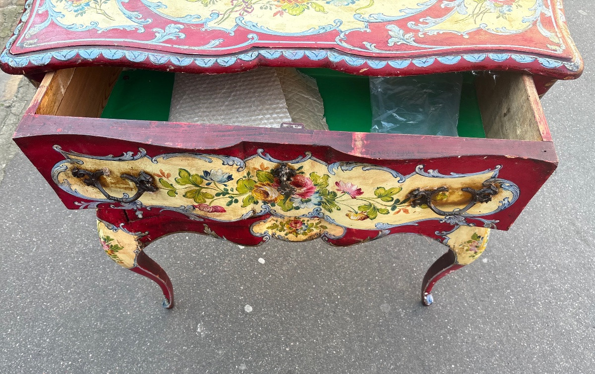 Italian Painted Chest Of Drawers, Late 19th Century, Venetian Style -photo-1