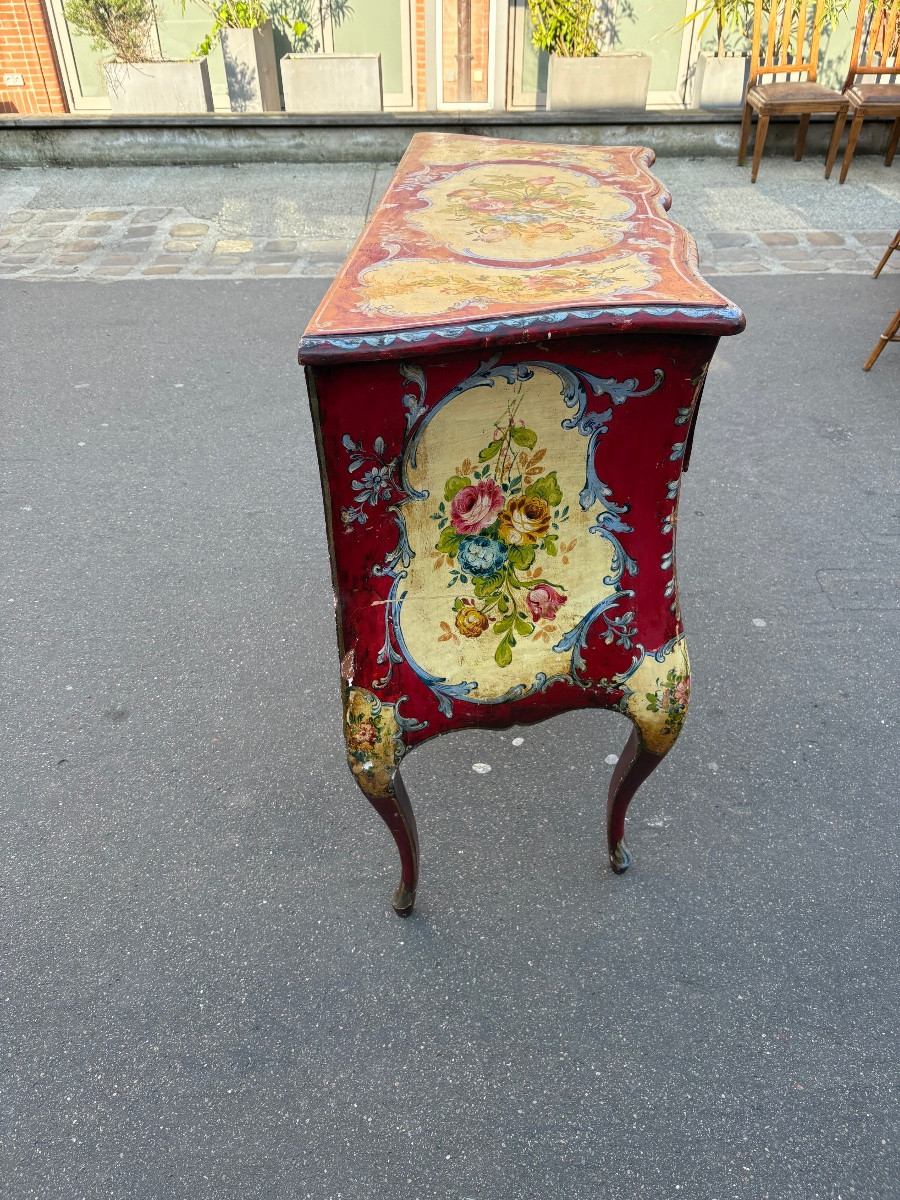 Italian Painted Chest Of Drawers, Late 19th Century, Venetian Style -photo-2
